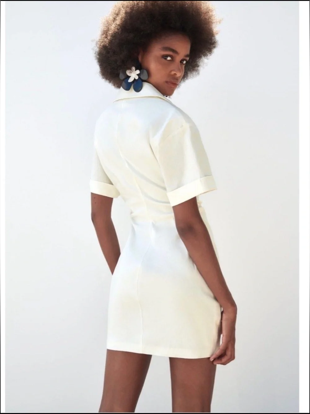 Zara Linen Blend Cut-Out Mini Dress White